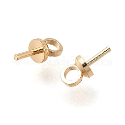 真鍮カップパールヒートンキャップピンペンダント  片穴パーツ用  長持ちメッキ  ライトゴールド  7x3mm  穴：1.6mm  ピン：0.8mm&nbsp;KK-H506-10A-KCG
