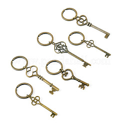 12個 6スタイル 合金キーペンダント キーチェーン  合金スプリットキーリング付き  アンティークブロンズ  70~96.5mm  2個/スタイル&nbsp;KEYC-TA00041