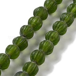 手作りのネパールランプワークビーズ  カボチャ  オリーブドラブ  10.5x9.5mm  穴：1.5mm  約64個/連  25.79''（65.5センチメートル）&nbsp;LAMP-Z008-05F