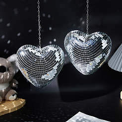 Heart Glass Mirror Ball Reflective Ball&nbsp;AJEW-WH0036-123B
