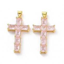 Brass Micro Pave Clear Cubic Zirconia Pendants&nbsp;ZIRC-F135-27G-03