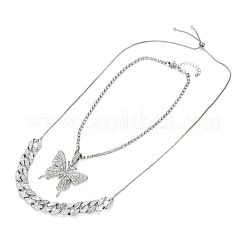 Alloy Rhinestone Pendant Necklaces & Adjustable Slider Necklaces Sets&nbsp;NJEW-Z012-02P
