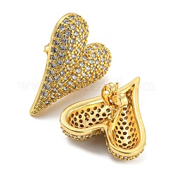 Heart Shape Brass Micro Pave Clear Cubic Zirconia Stud Earrings&nbsp;EJEW-Q785-13G