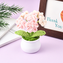 手編みの鉢植えかぎ針編みの花1個  ワスレナグサ  プラスチックの花瓶付き  ミスティローズ  90x65x108mm&nbsp;DJEW-SC0001-15E