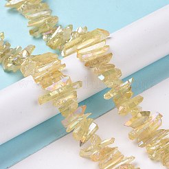 天然水晶ポイントビーズ連売り  染め  ナゲット  15~30x4~8x4~7mm  穴：1mm  8インチ&nbsp;G-K181-B27