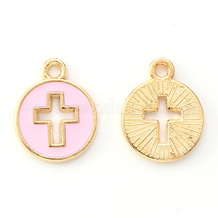 Light Gold Plated Alloy Enamel Pendants&nbsp;X-ENAM-R136-18B