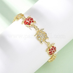 Brass Micro Pave Clear Cubic Zirconia Link Bracelets for Women&nbsp;BJEW-H209-05G