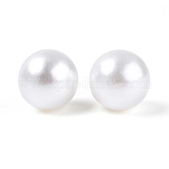 ABSパール調アクリルビーズ  穴がない  ラウンド  ホワイト  13.5~14mm  約350個/500g&nbsp;OACR-S011-14mm-02