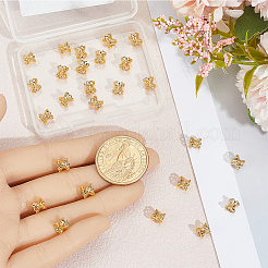 真鍮ダブルビーズキャップ40個  ラックめっき  ニッケルフリー  花  18KGP本金メッキ  6x5.5mm  穴：1.8mm&nbsp;KK-BBC0022-79