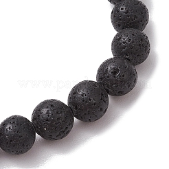 天然溶岩ロックラウンドビーズストレッチブレスレット  内径：2-3/8インチ（6.05cm）&nbsp;BJEW-JB11489