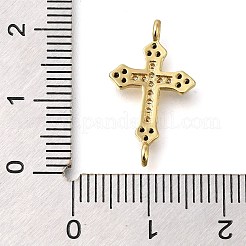 Brass Pave Black & Clear Cubic Zirconia Connector Charms&nbsp;KK-M101-02D-G01