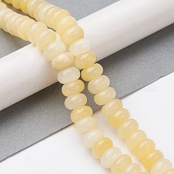 天然石イエロージェイド翡翠ビーズ連売り  ロンデル  9.5~10x5~5.5mm  穴：1.5mm  約36個/連  7.72''（19.6センチメートル）&nbsp;G-K359-A01-01