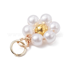 アクリルフラワーチャーム  丸カン付き  ホワイト  14.5x11.5x4mm&nbsp;PALLOY-JF02559