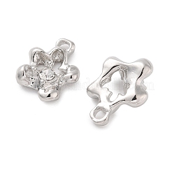 ラックメッキ合金ラインストーンペンダント  鉛フリー＆カドミウムフリー＆ニッケルフリー  花  プラチナ  クリスタル  16x12x5mm  穴：1.8mm&nbsp;PALLOY-F311-21P-01