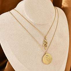 304 Stainless Steel Stackable Double Layer Necklaces&nbsp;NJEW-S435-03G-B