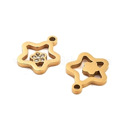 イオンプレーティング(IP) 304 ステンレスペンダント  ラインストーン付き  スター  ゴールドカラー  16x13.5x1.5mm  穴：1.8mm&nbsp;STAS-S140-09G