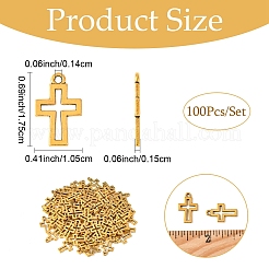 100個の合金ペンダント  クロスチャーム  ゴールドカラー  17.5x10.5x1.5mm  穴：1.4mm&nbsp;FIND-YW0008-55
