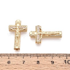 Religion Brass Micro Pave Clear Cubic Zirconia Beads&nbsp;KK-T080-90G