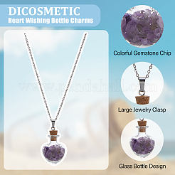 2 Sets Mixed Stone Chip Heart Glass Wishing Bottle Pendants&nbsp;FIND-DC0005-62