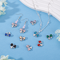 40色の亜鉛合金とラインストーンチャーム10個  蝶結び  プラチナ  13.5x16.5x4mm  穴：1.6mm  4個/カラー&nbsp;FIND-PH0028-62P