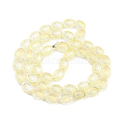 電気メッキガラスビーズ連売り  フル虹メッキ  花とオーバル  淡黄色  14x10.4x4.8mm  穴：1.2mm  約45個/連  25.04インチ（63.6cm）&nbsp;EGLA-G037-13A-FR01