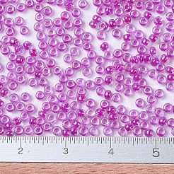 MIYUKIラウンドロカイユビーズ  日本製シードビーズ  11/0  （rr209)フクシア裏地クリスタル  11/0  2x1.3mm  穴：0.8mm  約50000個/ポンド&nbsp;SEED-G007-RR0209