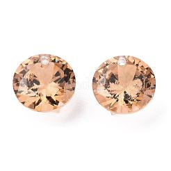 キュービックジルコニアチャーム  多面カット  フラットラウンド  砂茶色  6x3.5mm  穴：0.8mm&nbsp;ZIRC-N033-B-06