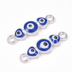 合金エナメルリンク  ハートナザールボンジュウコネクター  藤紫色  銀  27x8x3mm  穴：2.5mm&nbsp;PALLOY-H160-02
