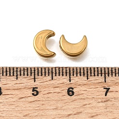 304ステンレススチールビーズ  イオンプレーティング（ip）  ムーン  18KGP本金メッキ  8x6.5x4mm  穴：1.5mm&nbsp;STAS-L315-029G