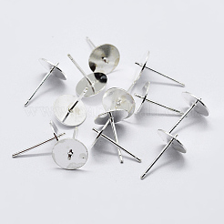 925スターリングシルバースタンドピアスパーツ  スタンプ925個付きイヤリングポスト  銀  13mm  トレイ：8mm  ピン：0.8mm&nbsp;STER-K167-044B-S
