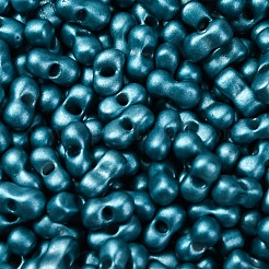 焼付塗装ガラスシードビーズ  メタリックカラー  ピーナッツ  スチールブルー  6x3.5x3mm  穴：1mm  約4500個/ポンド&nbsp;SEED-L011-12A-08