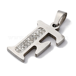 ステンレスペンダント201個  ラインストーン付き  文字L  文字F  25x16x2mm  穴：6x3mm&nbsp;STAS-Q342-53P-F