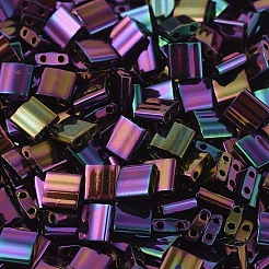 MIYUKIティラビーズ  日本製シードビーズ  2穴  （TL454)メタリックダークプラムアイリス  5x5x1.9mm  穴：0.8mm  約2950個/250g&nbsp;LS-SEED-MY05-TL0454