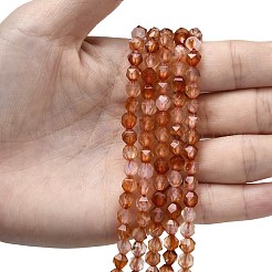 天然石赤瑪瑙ビーズ連売り  スターカットラウンドビーズ  多面カット  染め＆加熱  5~6x5~6x5~6mm  穴：1~1.2mm  約64~68個/連  14.80''~15.04''（37.6~38.2センチメートル）&nbsp;G-Z119-A02-01