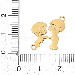 201ステンレススチールコネクタチャーム  ガール＆ボーイ  18KGP本金メッキ  21.5x17x1mm  穴：1.4mm&nbsp;STAS-F316-39G