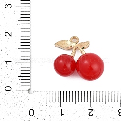 合金ペンダント  チェリーペンダント  樹脂と  ゴールドカラー  16x17.5x9.5mm  穴：1.5mm&nbsp;FIND-K020-19A-G