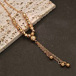 Brass Round Ball Beaded Tassel Pendant Necklaces for Women&nbsp;SP7197