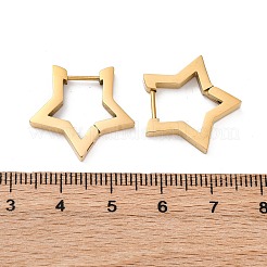 304ステンレススチール製スターハギーフープピアス  ゴールドカラー  20x21x3mm  ピン：1mm&nbsp;STAS-H156-05G