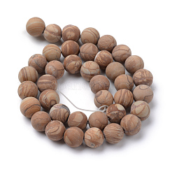Natural Wood Lace Stone Wooden Jasper Round Bead Strands&nbsp;X-G-T055-8mm-06