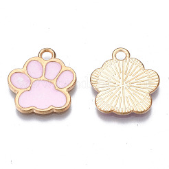合金エナメルチャーム  カドミウムフリー＆鉛フリー  犬の足跡  ピンク  17.5x16x1.5mm  穴：2mm&nbsp;X-ENAM-T016-22LG-A-RS
