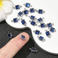 シェグレース 真鍮 パヴェ キュービックジルコニア スクエアコネクターチャーム  カドミウムフリー＆ニッケルフリー＆鉛フリー  長持ちメッキ  プラチナメッキ  藤紫色  11x6x2.5mm  穴：1mm&nbsp;XGRQ2O562-440C-P