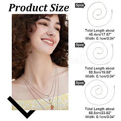 15Pcs 3 Size 304 Stainless Steel Round Snake Chain Necklace for Men Women&nbsp;NJEW-NB0001-12