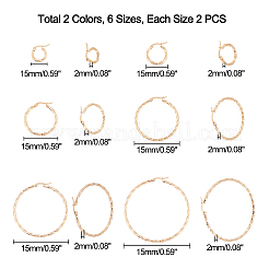 12Pairs 12 Style Stainless Steel Hoop Earrings&nbsp;STAS-UN0028-53