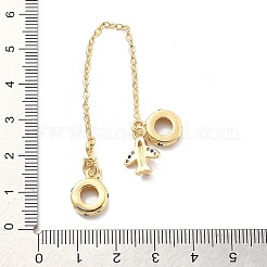 Rack Plating Brass Cubic Zirconia European Beads with Safety Chains and Plane Charms&nbsp;KK-Q017-27G