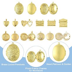 5Pcs 5 Styles Brass Locket Pendants&nbsp;KK-FS0001-90