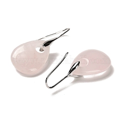 Natural Rose Quartz Teardrop Dangle Earrings&nbsp;EJEW-I315-02P-04