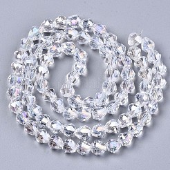 電気メッキガラスビーズセット  ABカラーメッキ  多面カット  ティアドロップ  クリアAB  8x8mm  穴：1.4mm  約78~80個/連  23.62~24.4インチ（60~62cm）&nbsp;EGLA-S194-04A-G01
