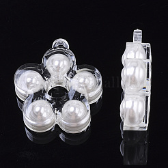 透明なアクリルパーツ  アブソリュートプラスチック模造パール  花  ホワイト  32x28.5x9.5mm  穴：2mm&nbsp;X-TACR-R146-012