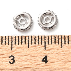 スターリングシルバービーズ925個  キュービックジルコニアスペーサービーズ  コラム  プラチナメッキ  6x1mm  穴：1.2mm&nbsp;STER-K176-19B-P