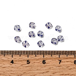透明なストライプのガラスシードビーズ  ラウンド  ダークブルー  3.5~4x2~2.5mm  穴：0.9~1mm  約140~160個/袋&nbsp;GLAA-NH0001-06J